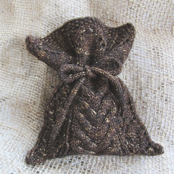 small brown cableknit pouch