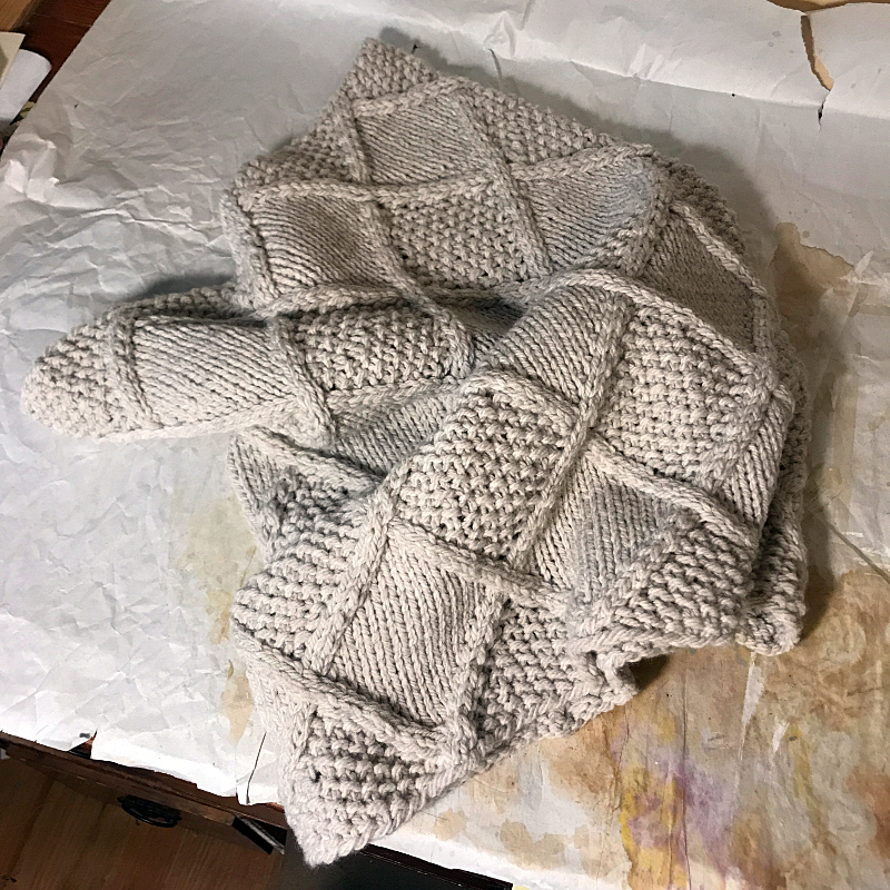 ivory knitted oversized cowl with cables and a variety of textures