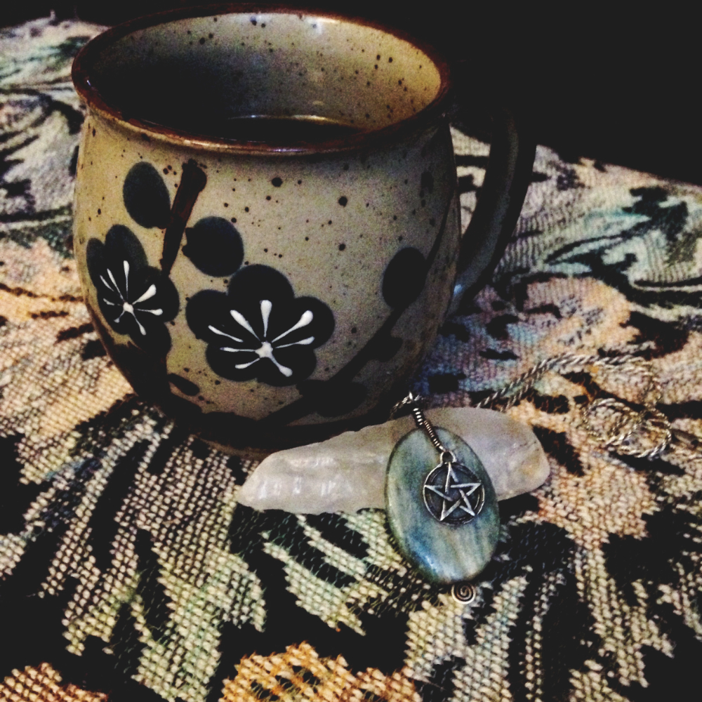 a mug of dark herbal tea