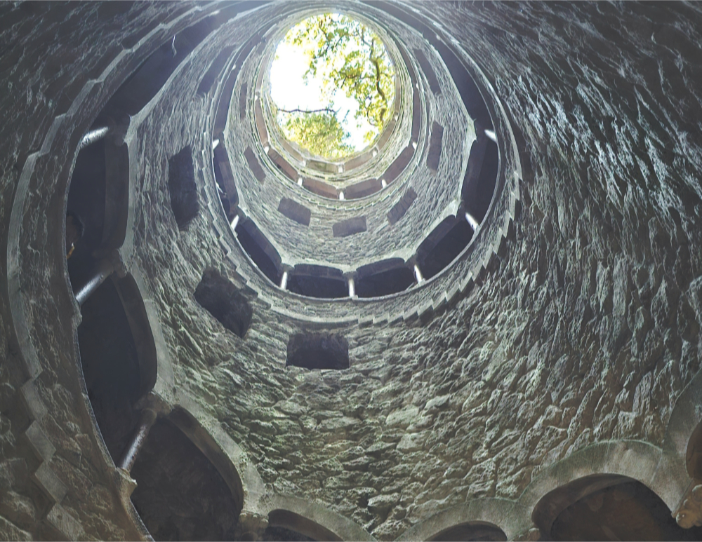A bottom-up view of Initation Well in Sintra, Portugal